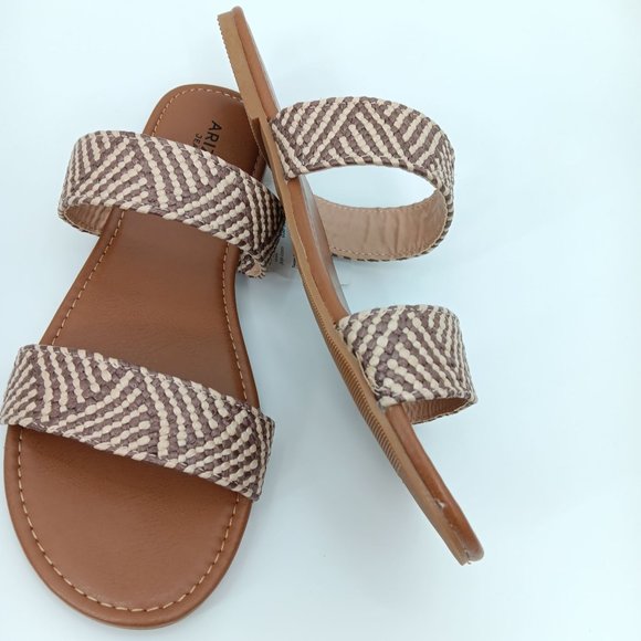 ARIZONA JEAN CO BROWN WOVEN SLIDE SANDALS SIZE 6M - Picture 10 of 14